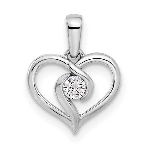 14K White Gold 0.10 Carat Lab Grown Diamond VS SI+ G+ Complete Heart Pendant