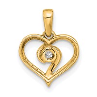 14K Yellow Gold 0.10 Carat Lab Grown Diamond VS SI+ G+ Complete Heart Pendant view 3