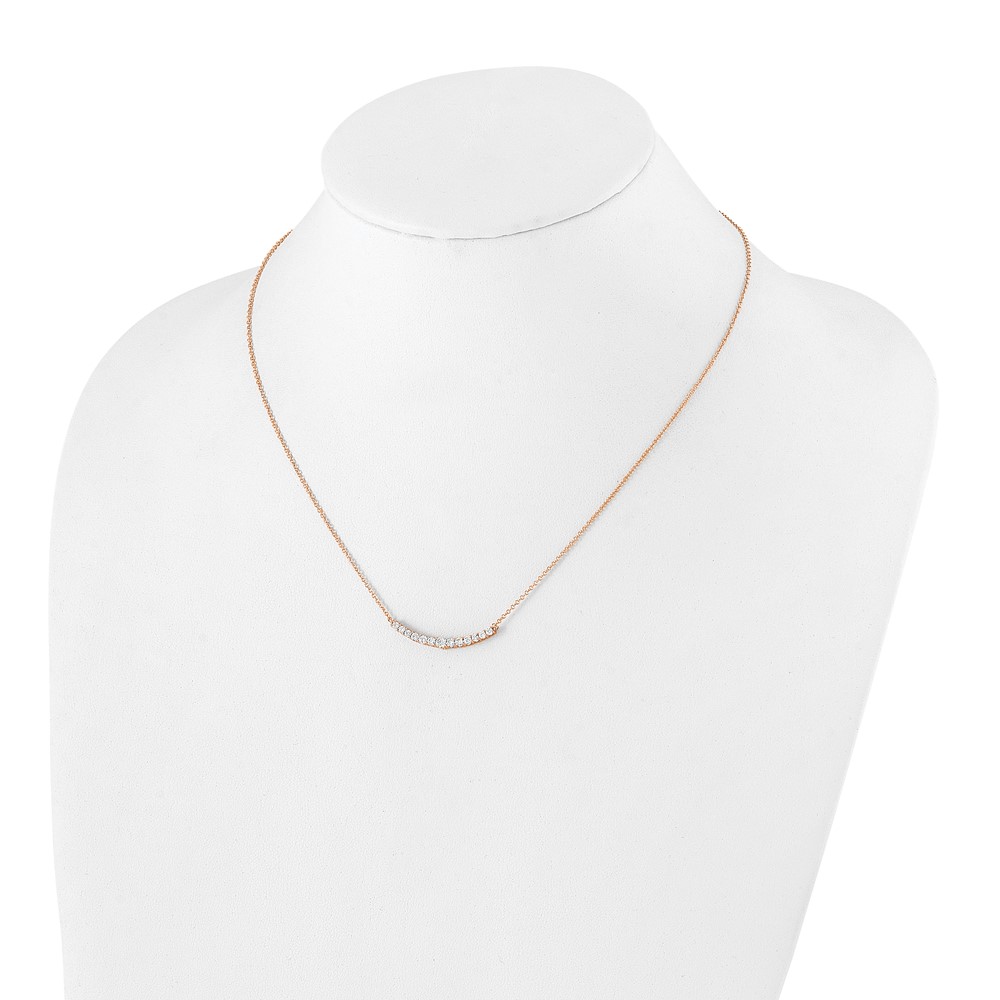 True Origin 14k Rose Gold 1/2 carat Lab Grown Diamond VS+ F+ Complet 18 inch Fashion Bar Necklace (PM5927-050-RLD)