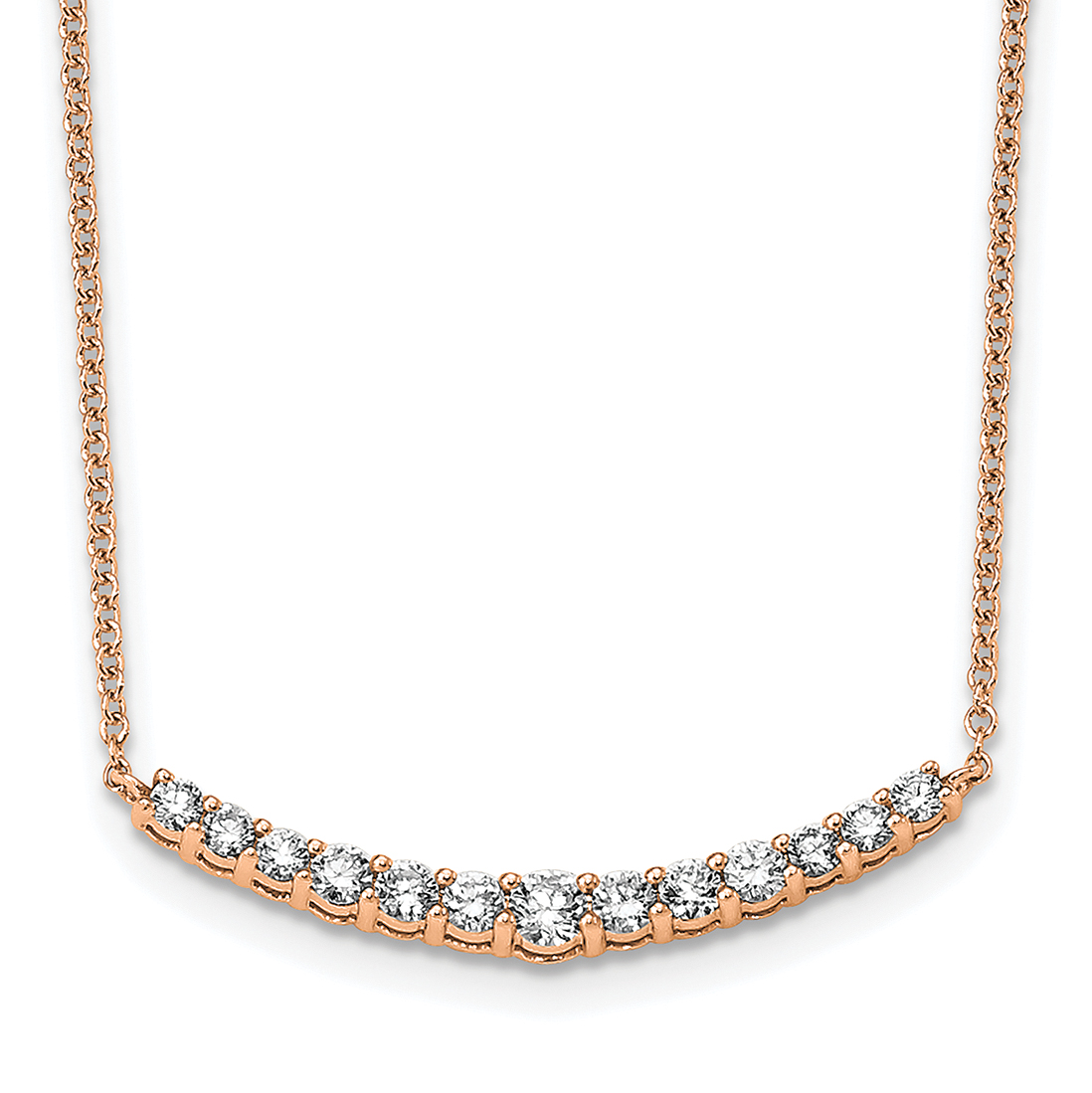 True Origin 14k Rose Gold 1/2 carat Lab Grown Diamond VS+ F+ Complet 18 inch Fashion Bar Necklace (PM5927-050-RLD)