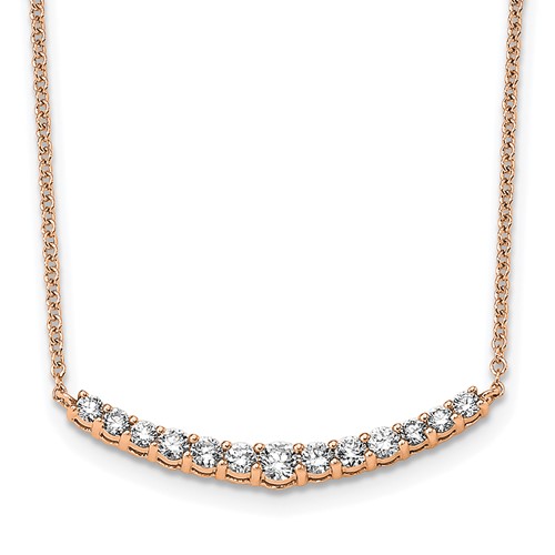 True Origin 14K Rose Gold 0.5 Carat Lab Grown Diamond VS+ F+ Complete Fashion Bar Necklace - 18in