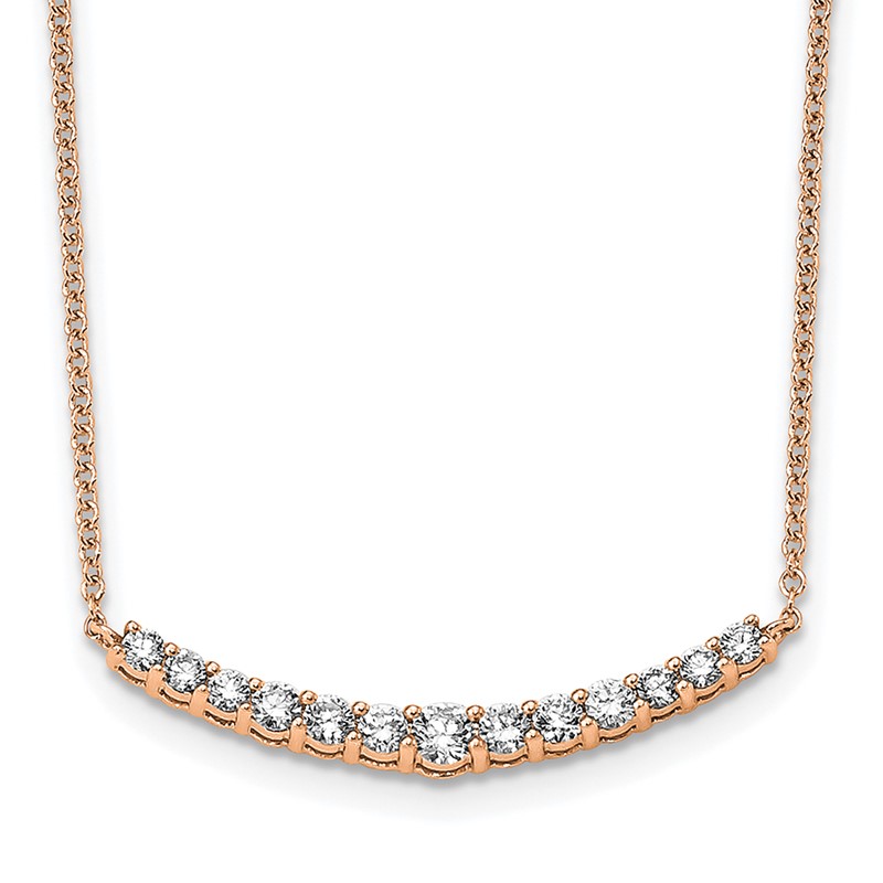 True Origin 14k Rose Gold 1/2 carat Lab Grown Diamond VS+ F+ Complet 18 inch Fashion Bar Necklace