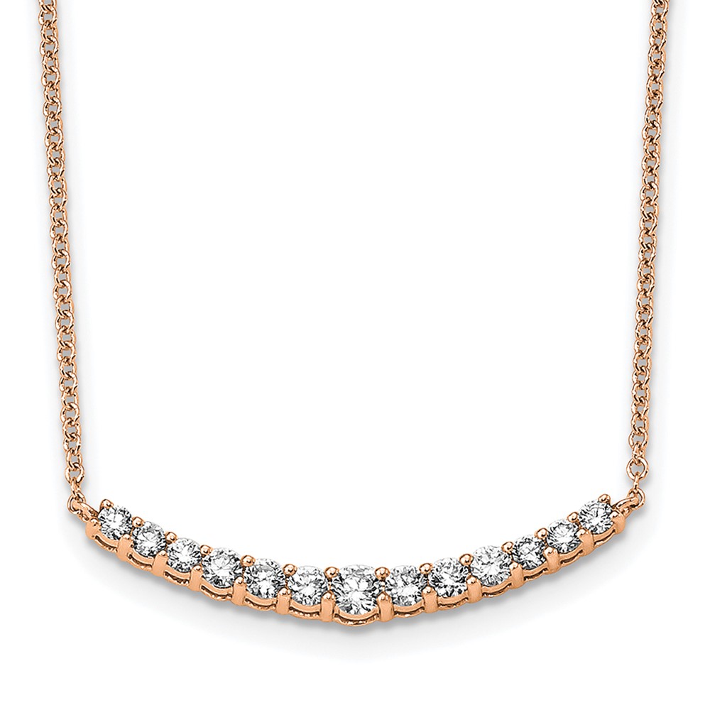 14k Rose Gold 1/2 carat Lab Grown Diamond VS+ F+ Complet 18 inch Fashion Bar Necklace (PM5927-050-RLG)