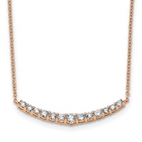 14K Rose Gold 0.50 Carat Lab Grown Diamond VS SI+ G+ Complete Fashion Bar Necklace, 18" view 1