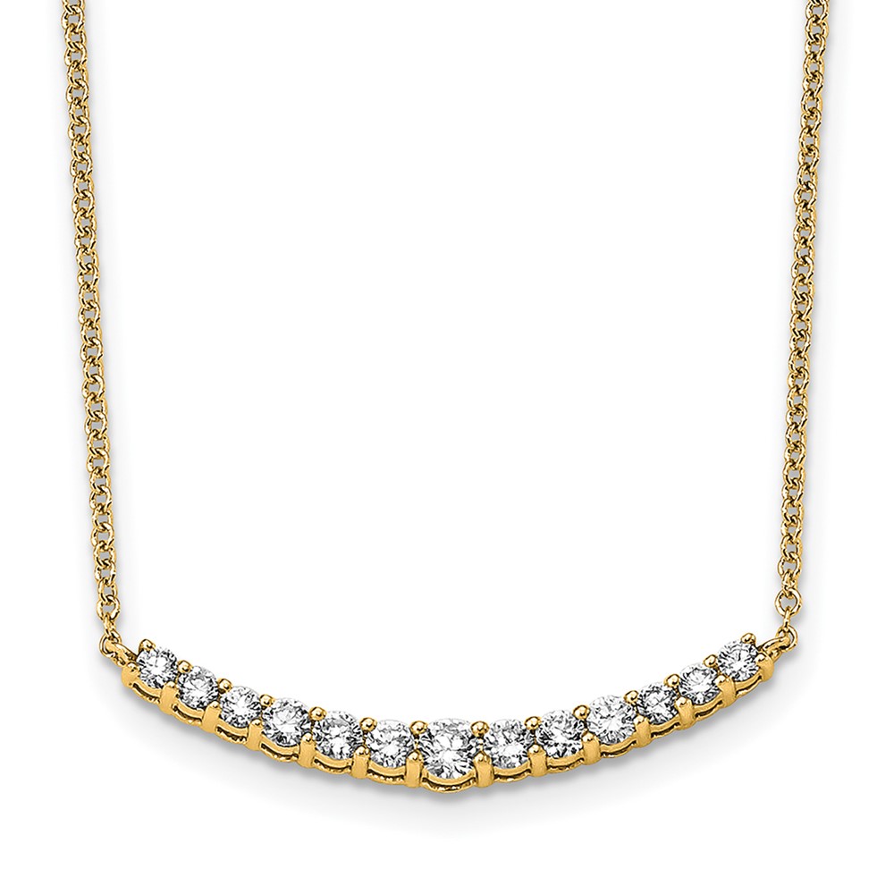 14K Yellow Gold 0.50 Carat Lab Grown Diamond VS SI+ G+ Complete Fashion Bar Necklace, 18"