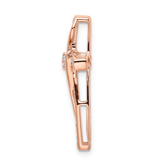 10k Rose Gold Polished Fancy Diamond Cross Chain Slide