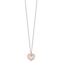 14K Two-Tone White and Rose Gold 0.10 Carat Lab Grown Diamond VS SI+ G+ Complete Heart Pendant Necklace, 18" view 2