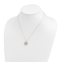 14K Two-Tone White and Rose Gold 0.10 Carat Lab Grown Diamond VS SI+ G+ Complete Heart Pendant Necklace, 18" view 3