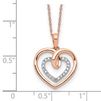 14K Two-Tone White and Rose Gold 0.10 Carat Lab Grown Diamond VS SI+ G+ Complete Heart Pendant Necklace, 18" view 4