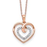 14K Two-Tone White and Rose Gold 0.10 Carat Lab Grown Diamond VS SI+ G+ Complete Heart Pendant Necklace, 18" view 1