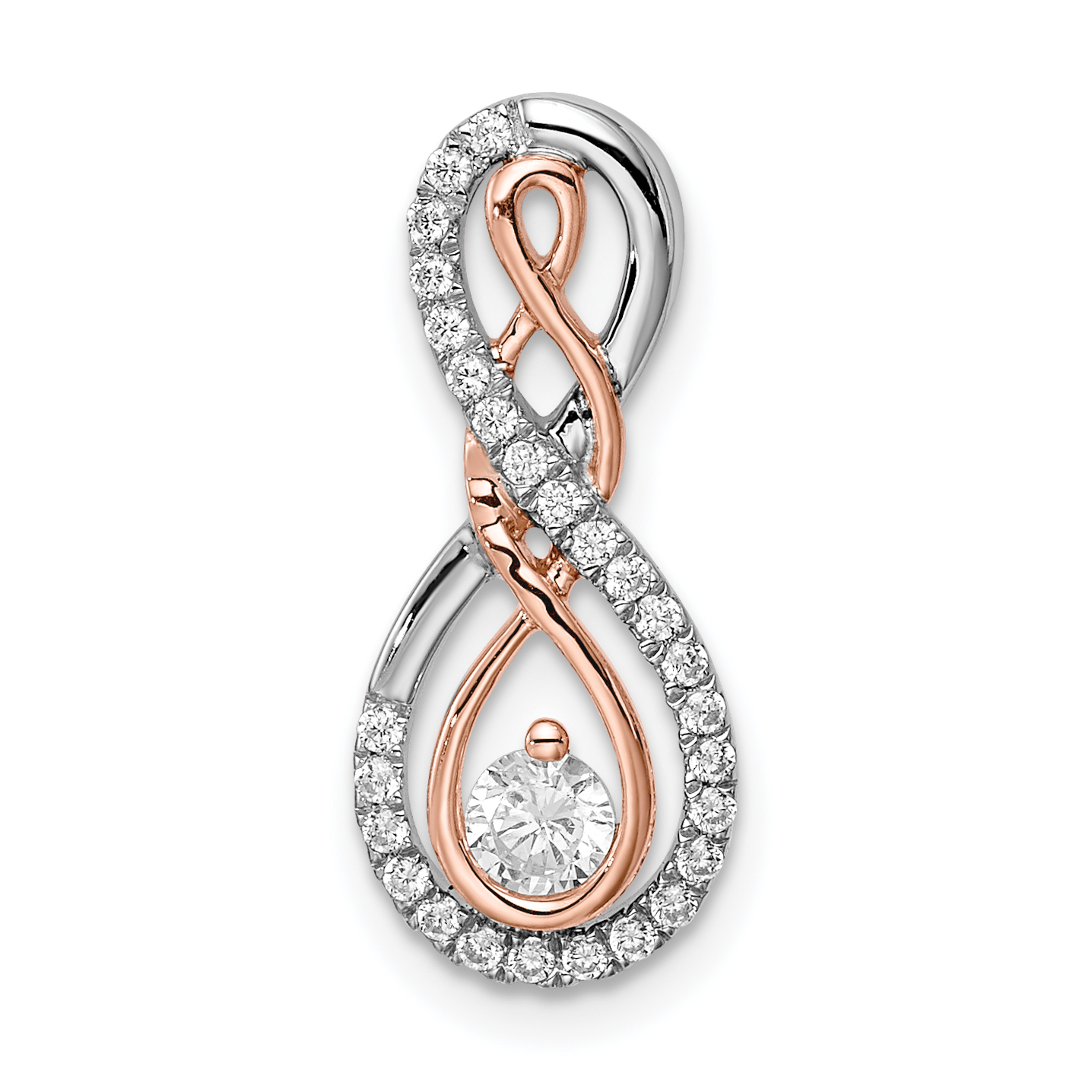 14k Two-tone White and Rose Infinity Diamond Chain Slide (PM6157-025-WRA)