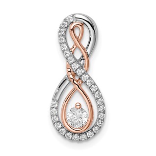 14k Two-tone White and Rose Infinity 1/4 carat Diamond Chain Slide
