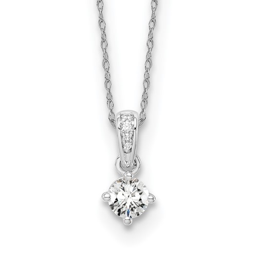 14K White Gold 0.33 Carat Lab Grown Diamond VS SI+ G+ Pendant Necklace, 18"