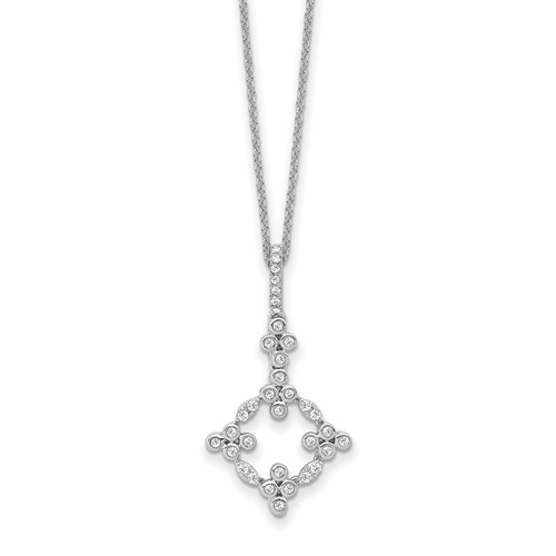 True Origin 14K White Gold 0.25 Carat Lab Grown Diamond VS+ F+ Complete Bloom Floral Necklace, 18"