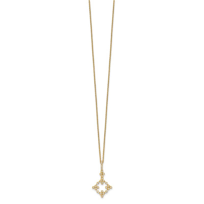 True Origin 14k 1/4 carat Lab Grown Diamond VS DEF 18 inch Bloom Floral Pendant Necklace