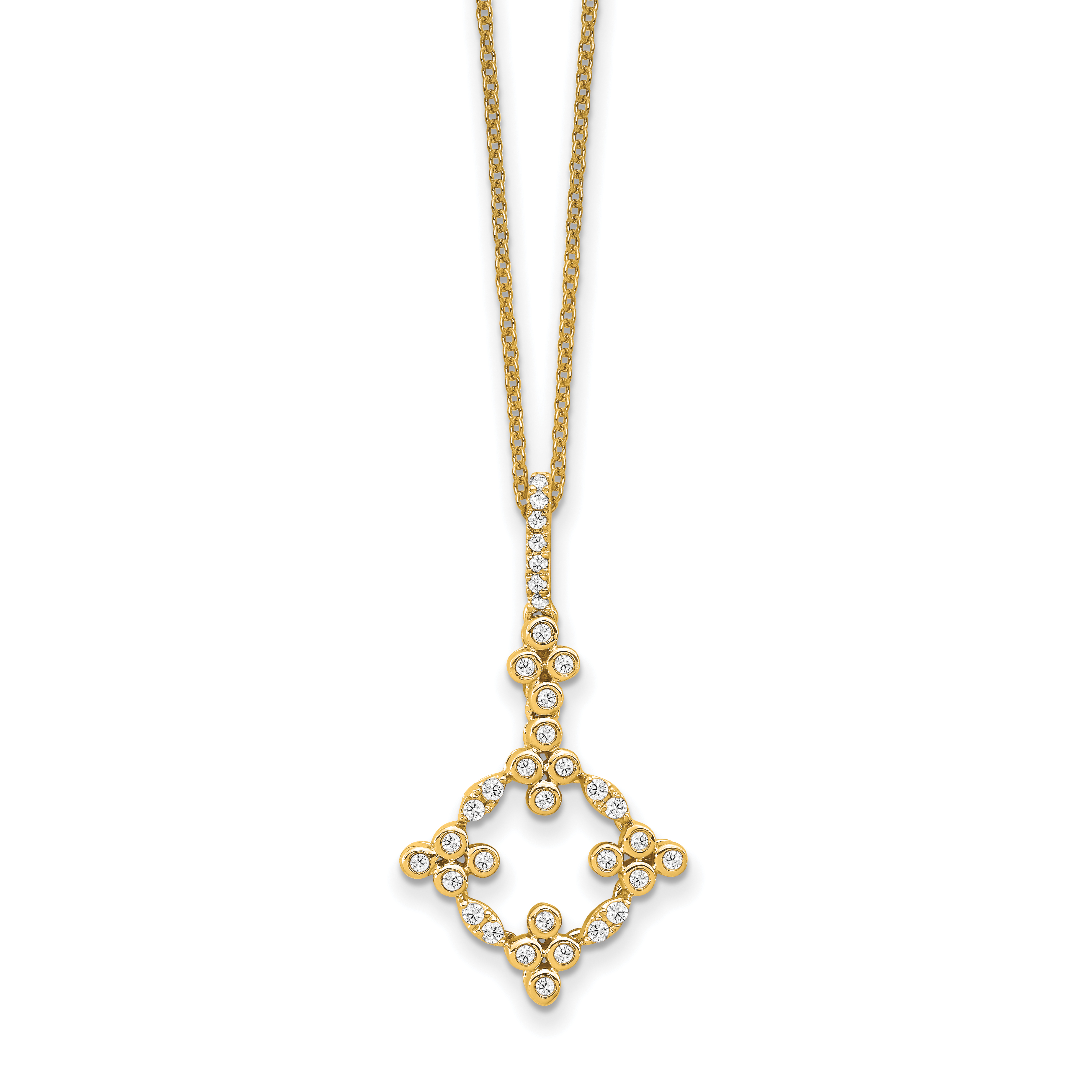 True Origin 14k 1/4 carat Lab Grown Diamond VS DEF 18 inch Bloom Floral Pendant Necklace (PM6344-025-YLD)