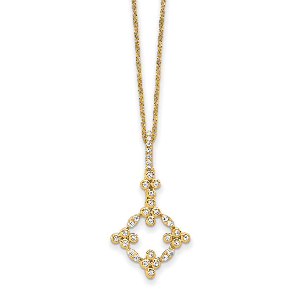 True Origin 14K Yellow Gold 0.25 Carat Lab Grown Diamond VS+ F+ Complete Bloom Floral Necklace, 18"