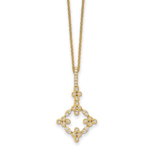 True Origin 14K Yellow Gold 0.25 Carat Lab Grown Diamond VS+ F+ Complete Bloom Floral Necklace, 18"