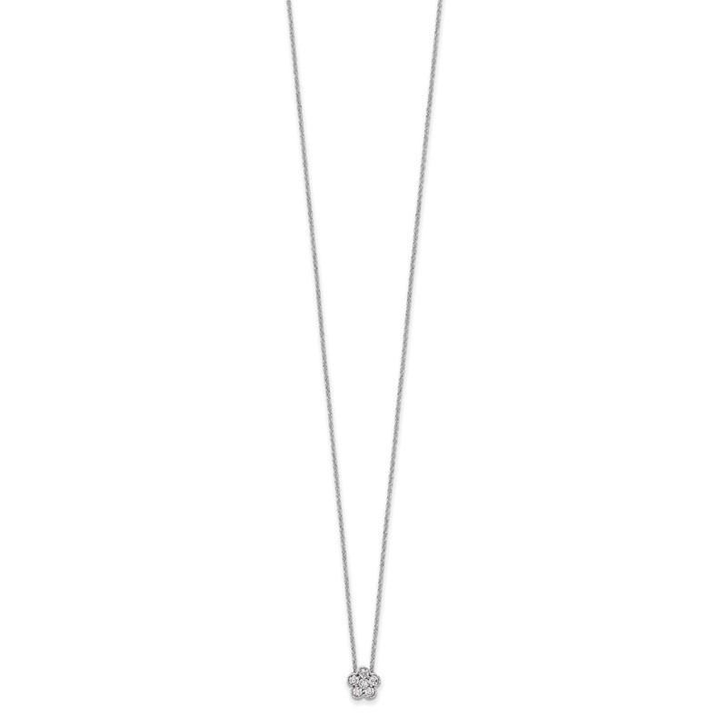 True Origin 14k White Gold 1/4 carat Lab Grown Diamond VS DEF 18 inch Floral Pendant Necklace