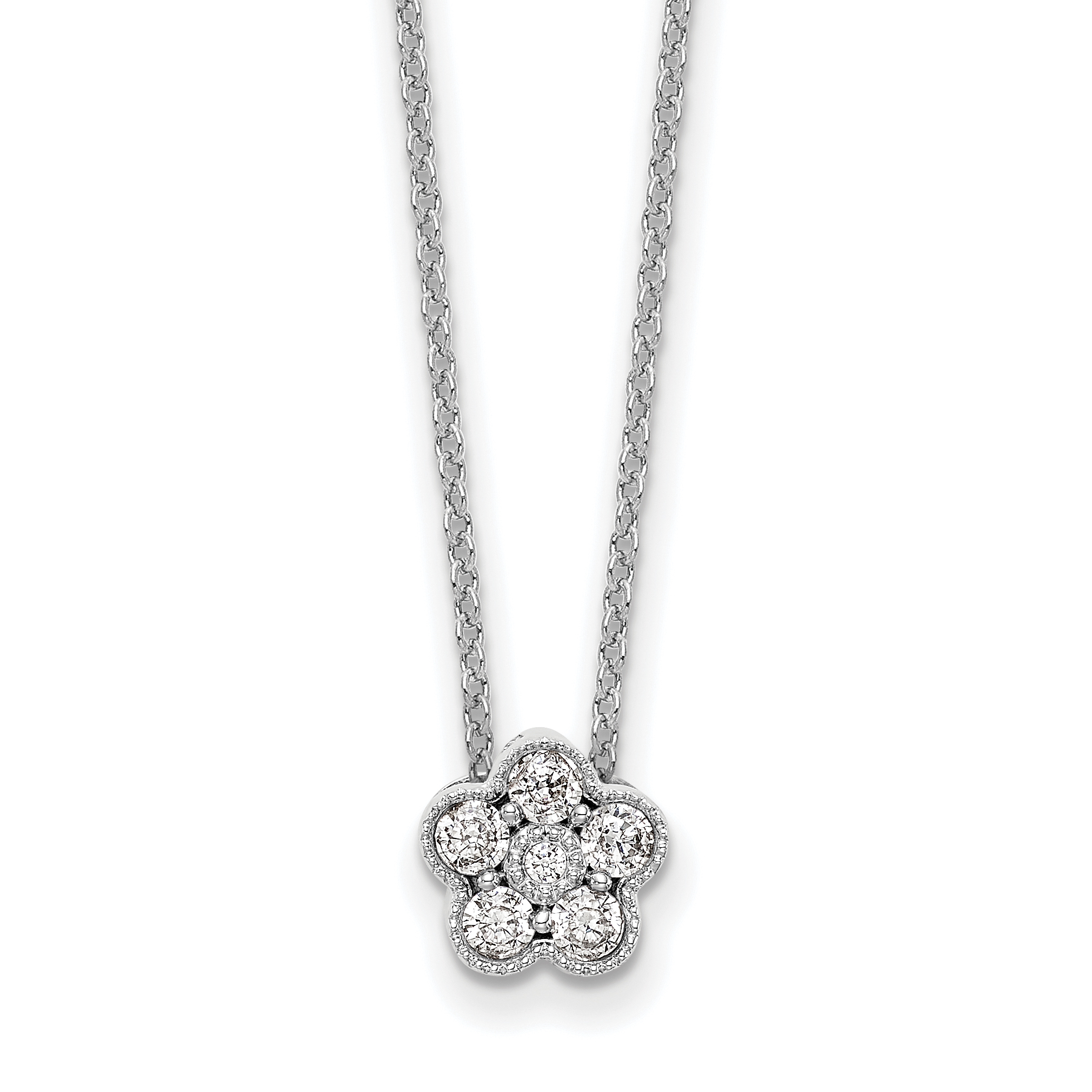 True Origin 14k White Gold 1/4 carat Lab Grown Diamond VS DEF 18 inch Floral Pendant Necklace (PM6345-025-WLD)