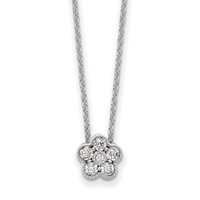 True Origin 14K White Gold 0.25 Carat Lab Grown Diamond VS+ F+ Complete Floral Necklace, 18" view 1