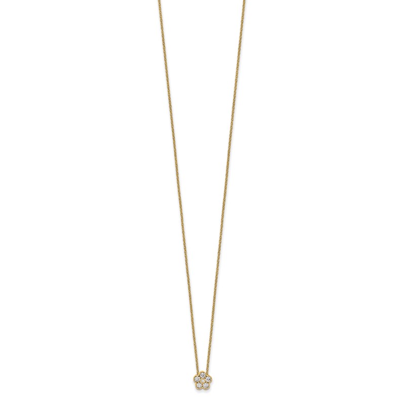 True Origin 14k 1/4 carat Lab Grown Diamond VS DEF 18 inch Floral Pendant Necklace