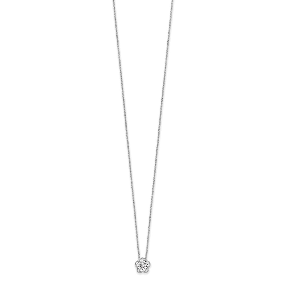 True Origin 14k White Gold 1/2 carat Lab Grown Diamond VS DEF 18 inch Floral Pendant Necklace (PM6345-050-WLD)