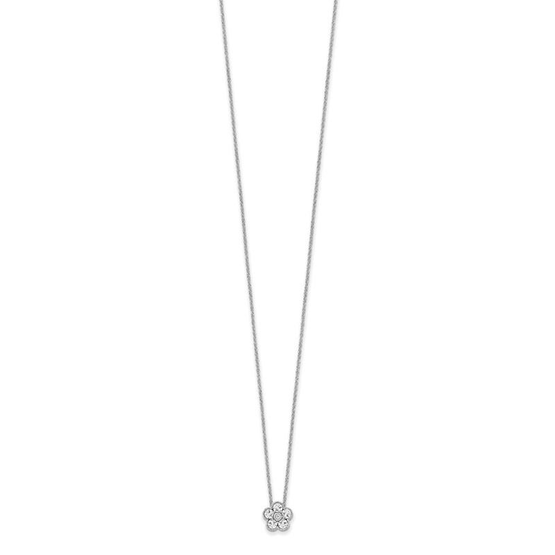 True Origin 14k White Gold 1/2 carat Lab Grown Diamond VS DEF 18 inch Floral Pendant Necklace