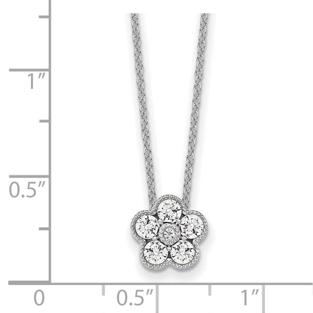 True Origin 14k White Gold 1/2 carat Lab Grown Diamond VS DEF 18 inch Floral Pendant Necklace (PM6345-050-WLD)