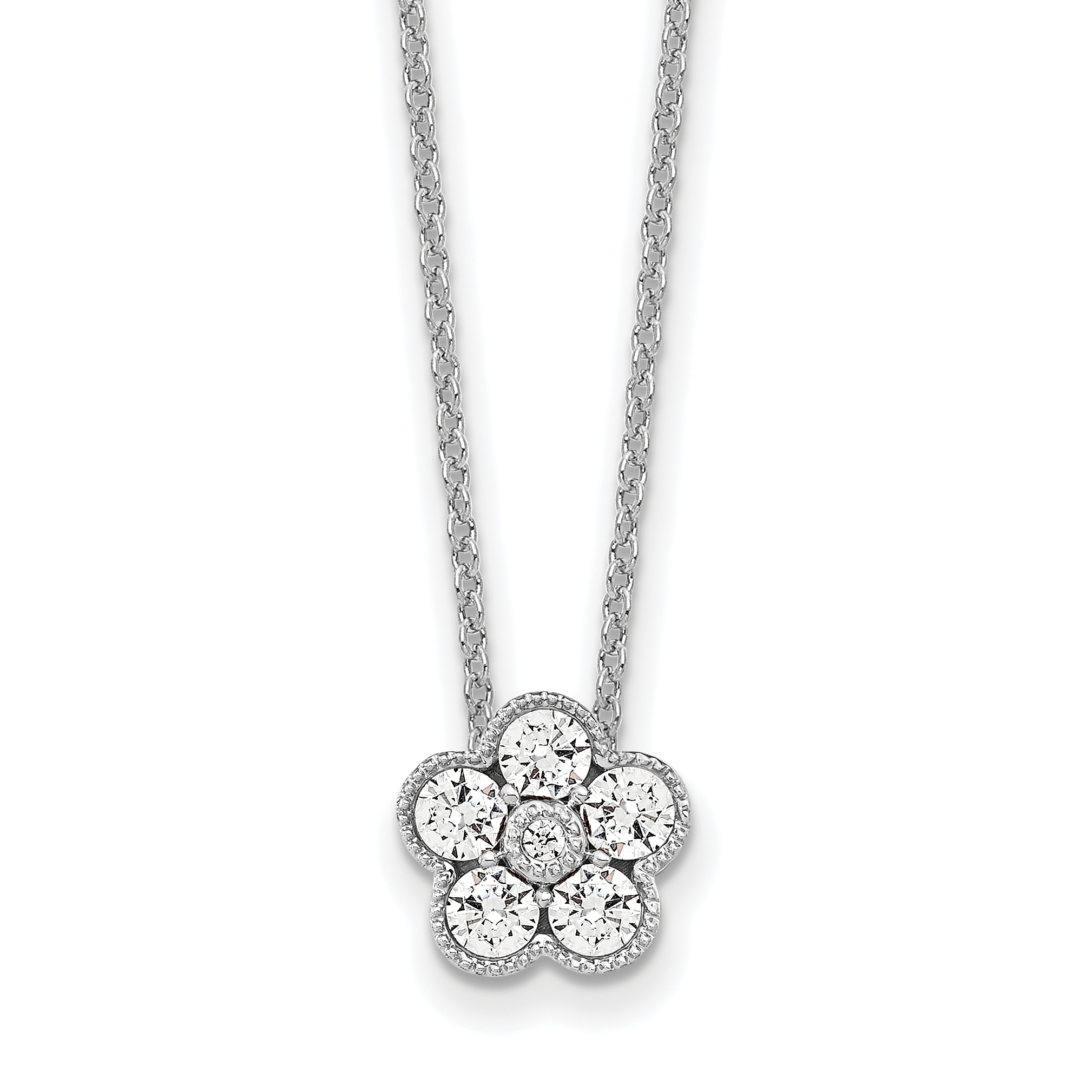 True Origin 14k White Gold 1/2 carat Lab Grown Diamond VS DEF 18 inch Floral Pendant Necklace (PM6345-050-WLD)