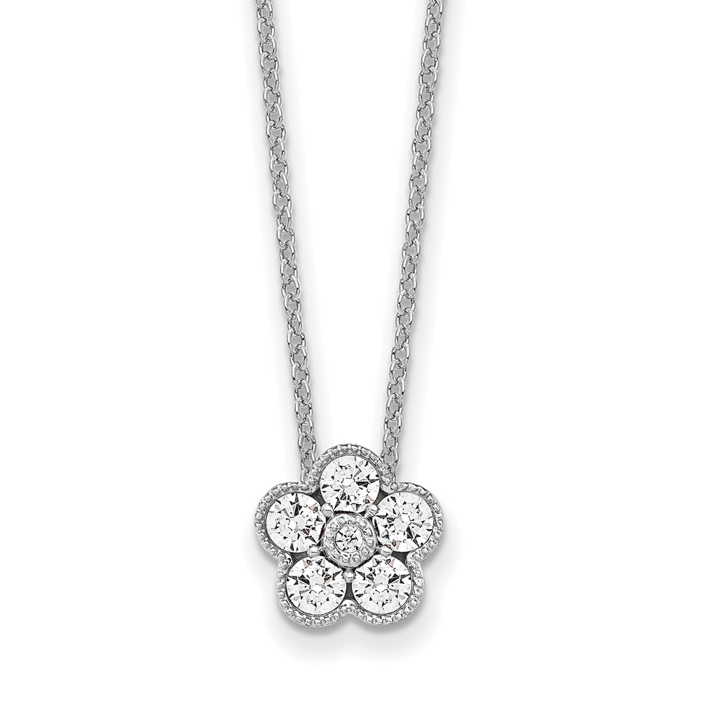 True Origin 14K White Gold 0.50 Carat Lab Grown Diamond VS+ F+ Complete Floral Necklace, 18"