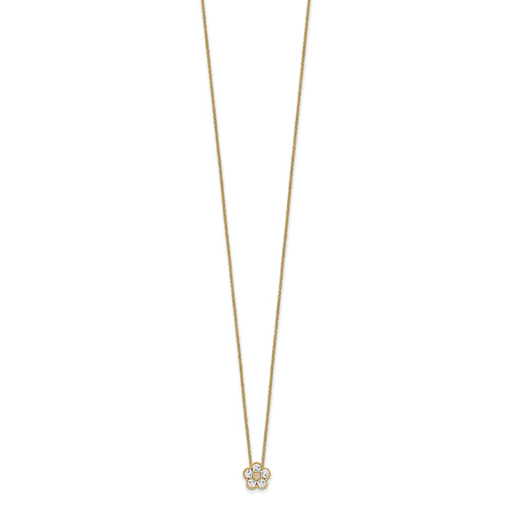 True Origin 14k 1/2 carat Lab Grown Diamond VS DEF 18 inch Floral Pendant Necklace (PM6345-050-YLD)