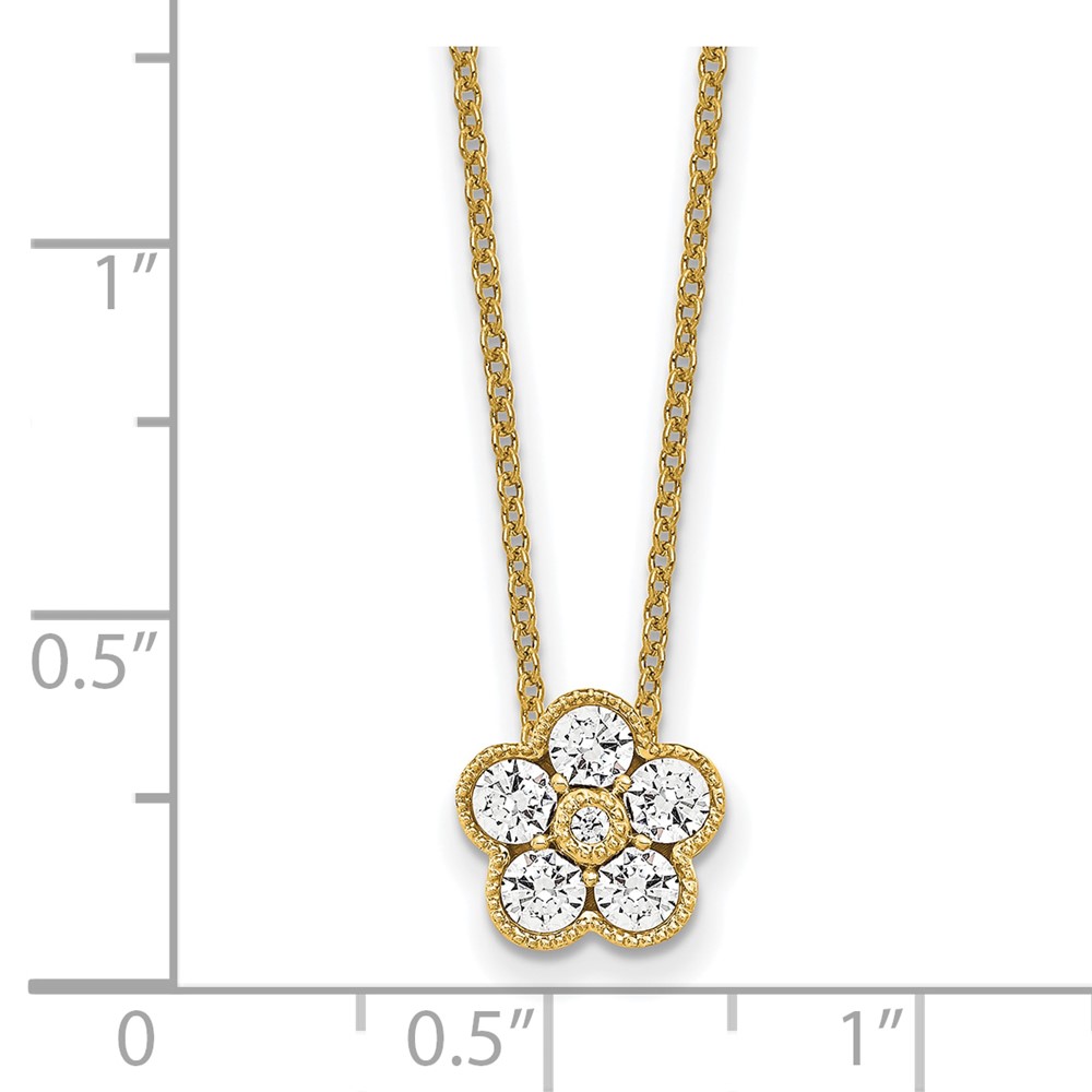 True Origin 14k 1/2 carat Lab Grown Diamond VS DEF 18 inch Floral Pendant Necklace (PM6345-050-YLD)