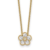 True Origin 14K Yellow Gold 0.50 Carat Lab Grown Diamond VS+ F+ Complete Floral Necklace, 18" view 1