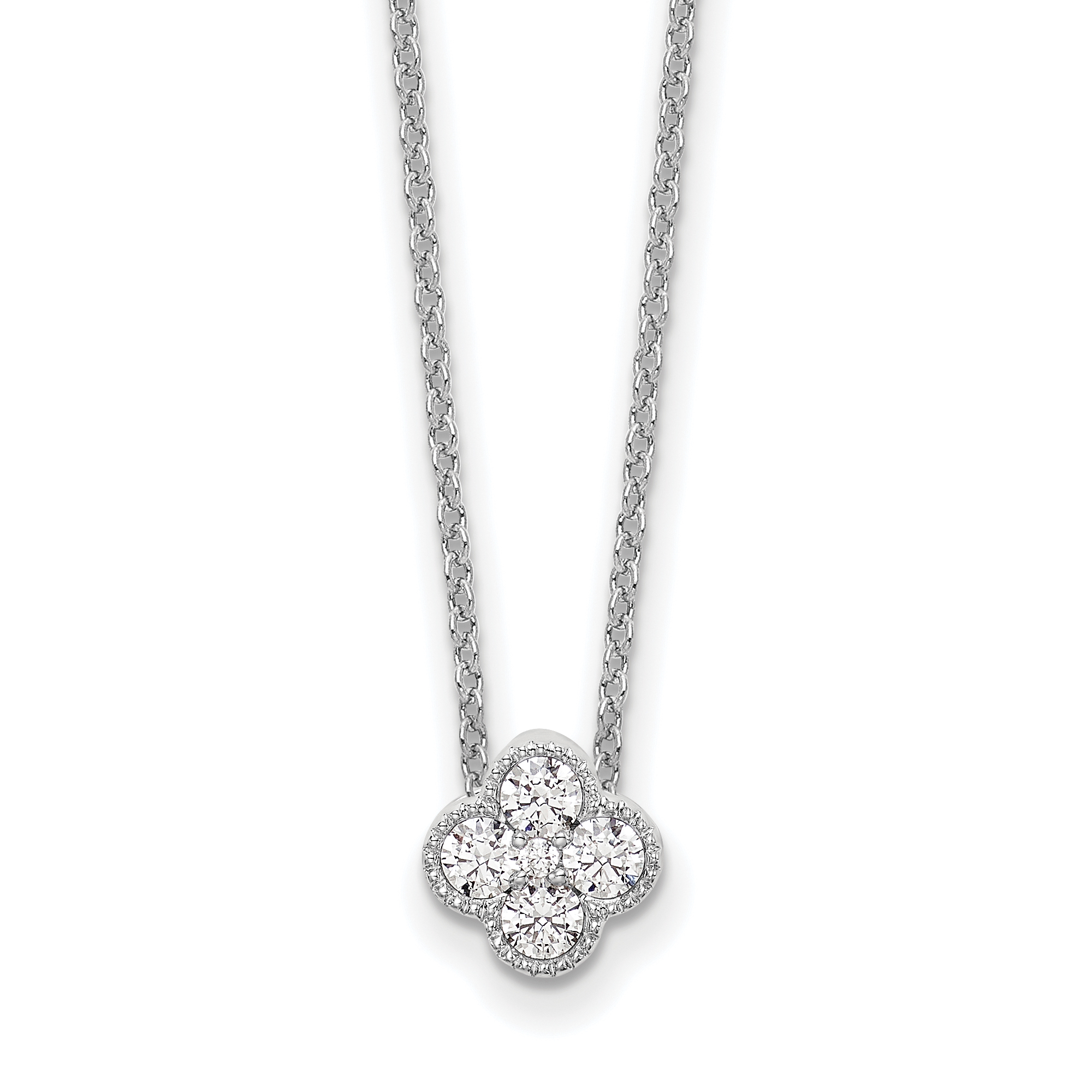 True Origin 14k White Gold 1/4 carat Lab Grown Diamond VS DEF 18 inch Bloom Floral Pendant Necklace (PM6346-025-WLD)