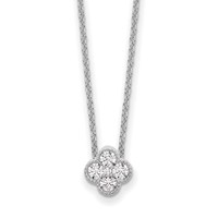True Origin 14K White Gold 0.25 Carat Lab Grown Diamond VS+ F+ Complete Bloom Floral Necklace, 18" view 1