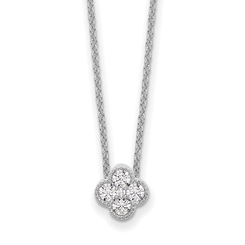 True Origin 14k White Gold 1/4 carat Lab Grown Diamond VS DEF 18 inch Bloom Floral Pendant Necklace