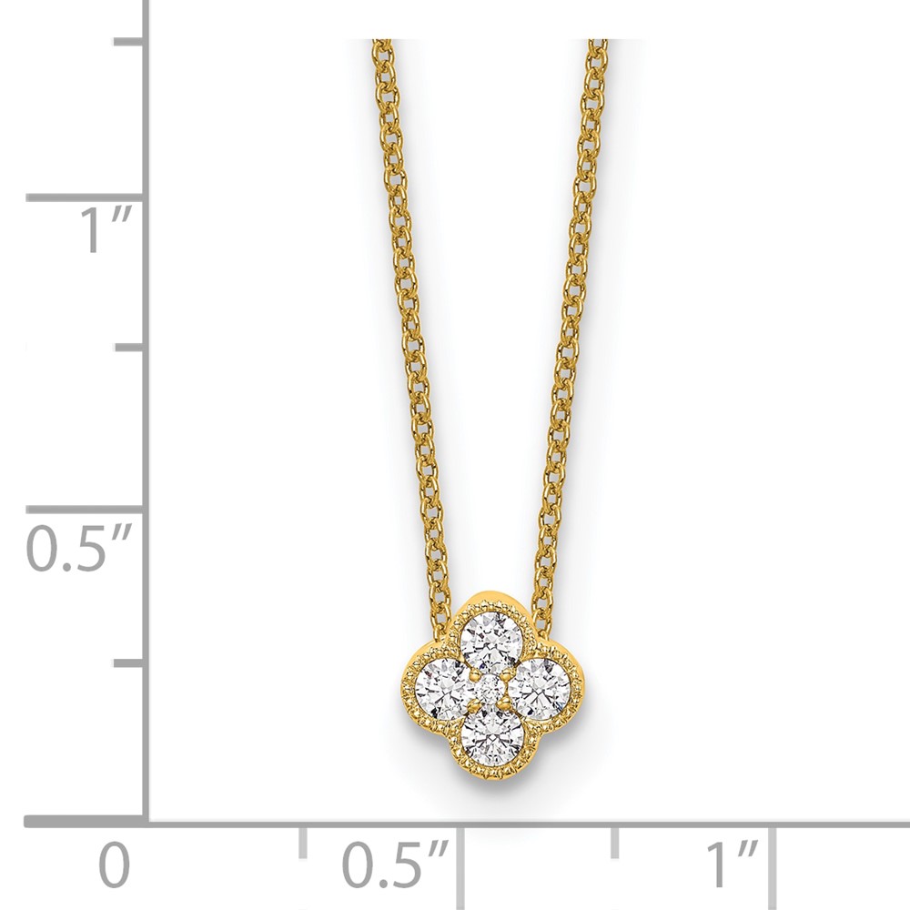 10k 1/4 carat Lab Grown Diamond VS/SI+ G+ Complete 18 inch Bloom Pendant Necklace (PM6346-025-0YLG-18)