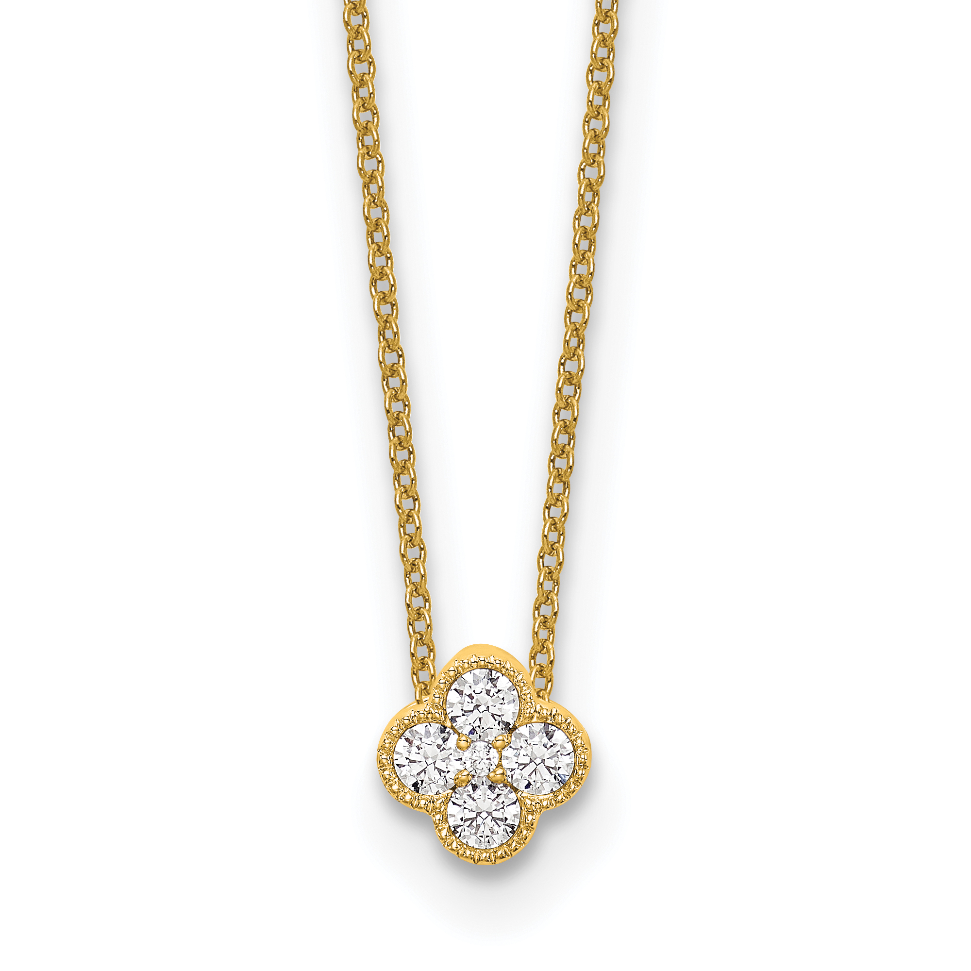 14k 1/4 carat Lab Grown Diamond VS/SI+ G+ Complete 18 inch Bloom Pendant Necklace (PM6346-025-YLG-18)