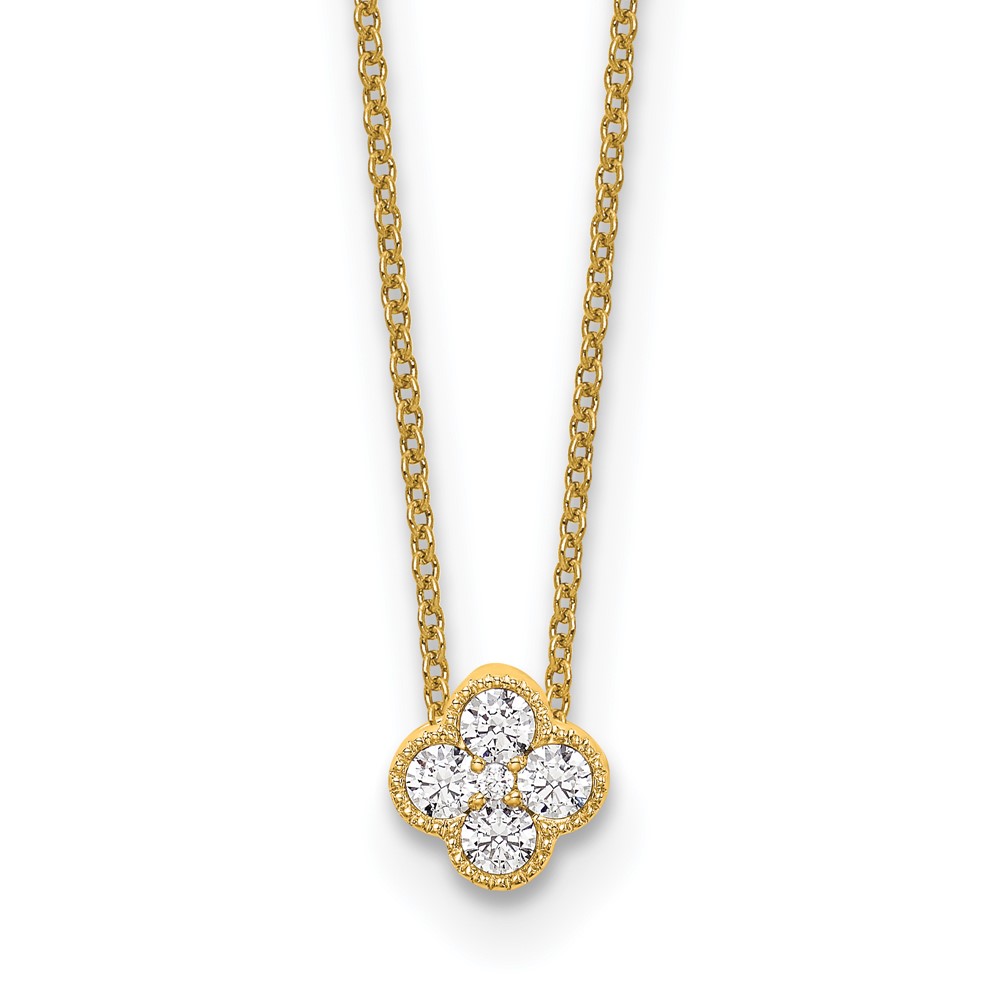 14k 1/4 carat Lab Grown Diamond VS/SI+ G+ Complete 18 inch Bloom Pendant Necklace (PM6346-025-YLG-18)