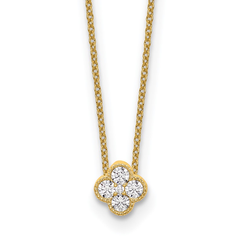 14k 1/4 carat Lab Grown Diamond VS/SI+ G+ Complete 18 inch Bloom Pendant Necklace