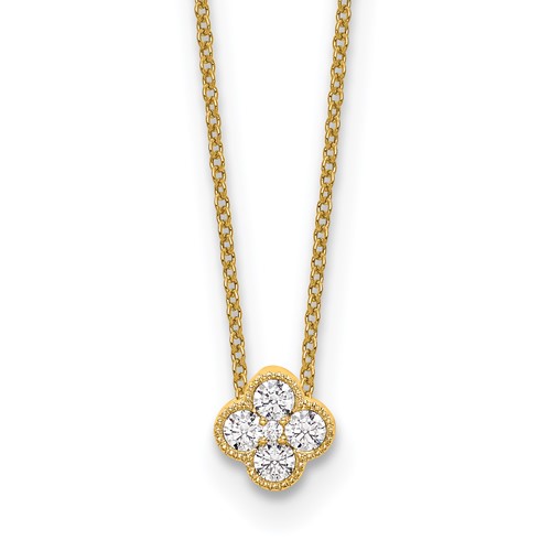 14K Yellow Gold 0.25 Carat Lab Grown Diamond VS SI+ G+ Complete Bloom Pendant Necklace, 18"