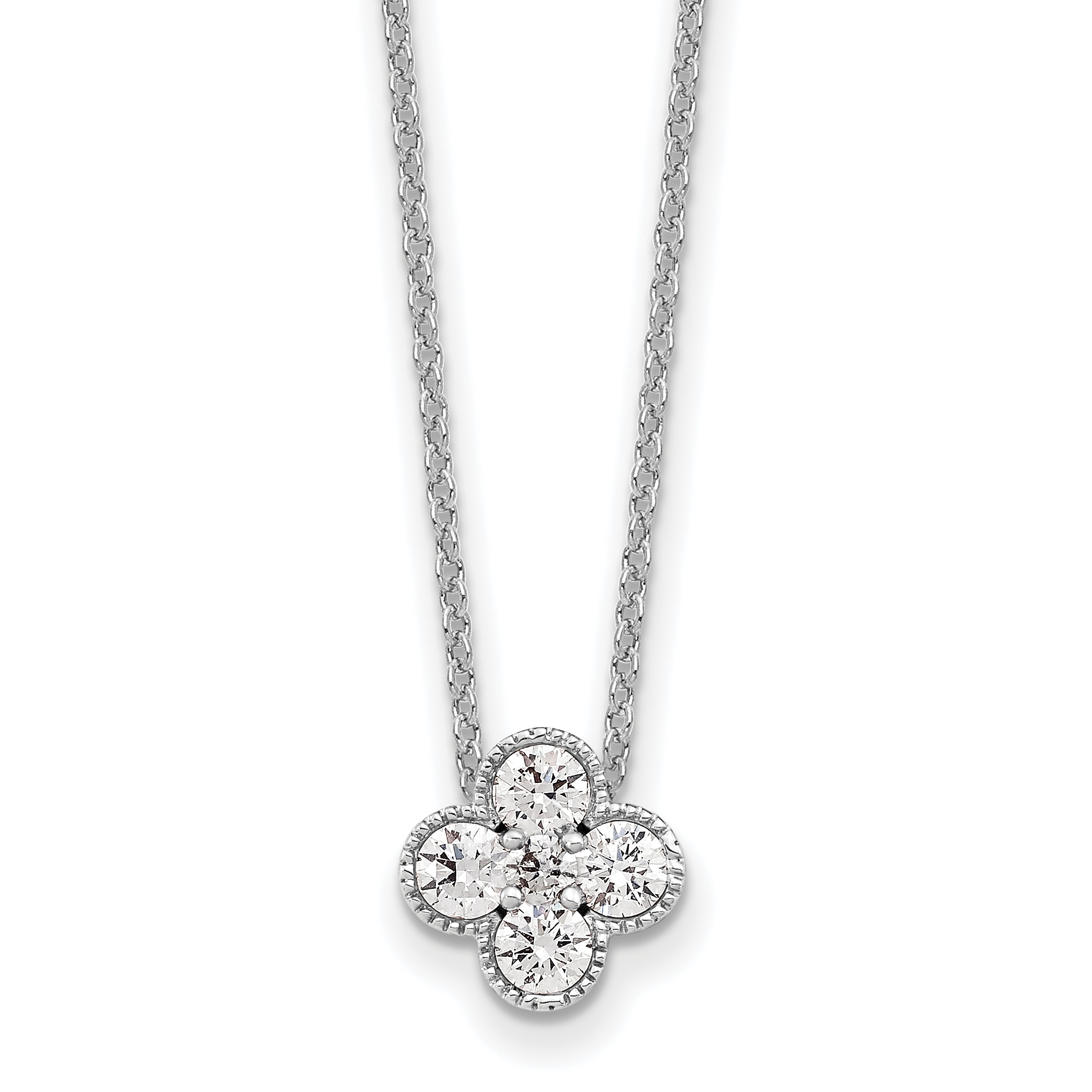 True Origin 14k White Gold 1/2 carat Lab Grown Diamond VS DEF 18 inch Bloom Floral Pendant Necklace (PM6346-050-WLD)