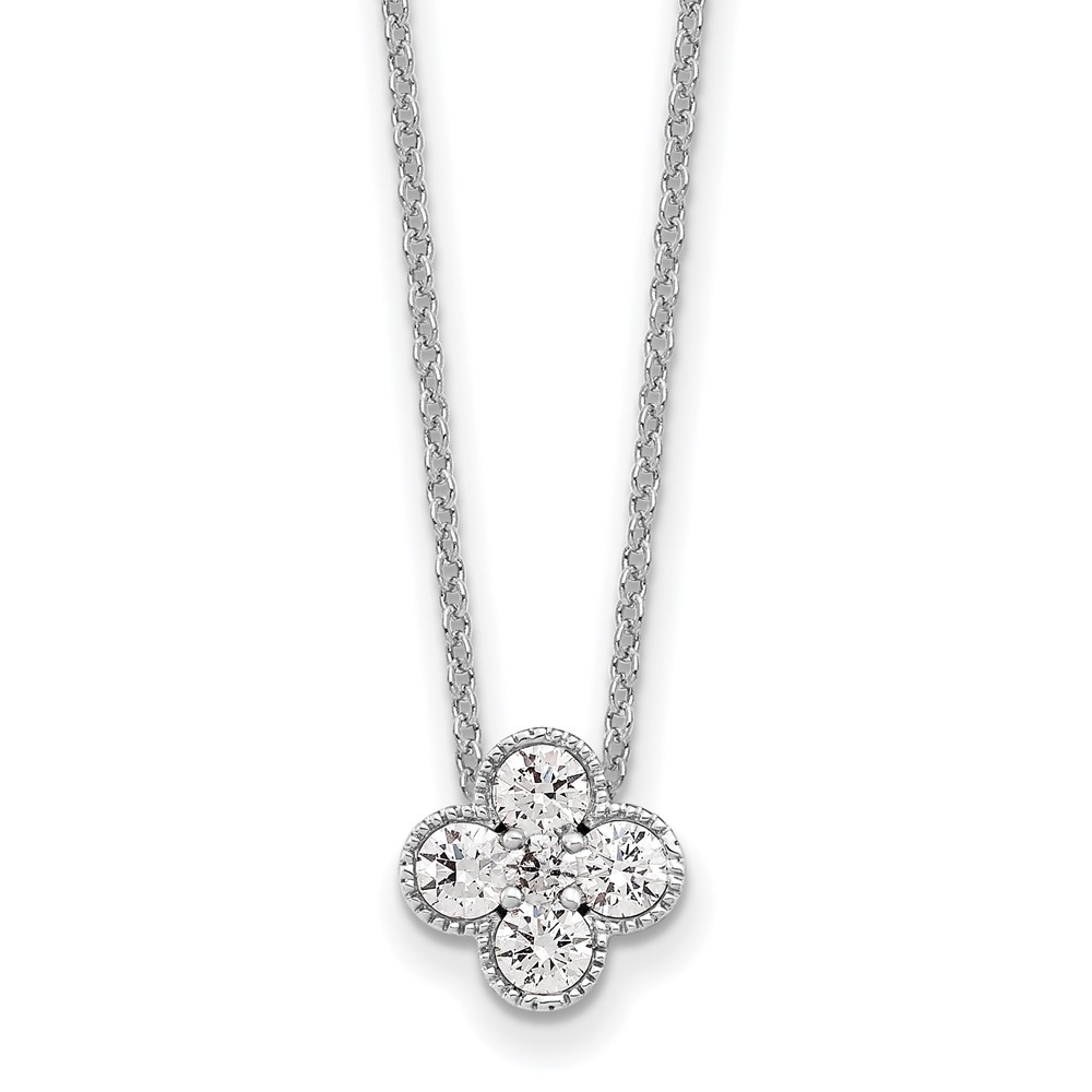 True Origin 14K White Gold 0.50 Carat Lab Grown Diamond VS+ F+ Complete Bloom Floral Necklace, 18"