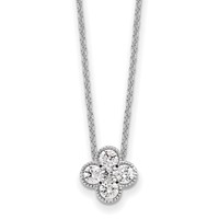 True Origin 14K White Gold 0.50 Carat Lab Grown Diamond VS+ F+ Complete Bloom Floral Necklace, 18" view 1