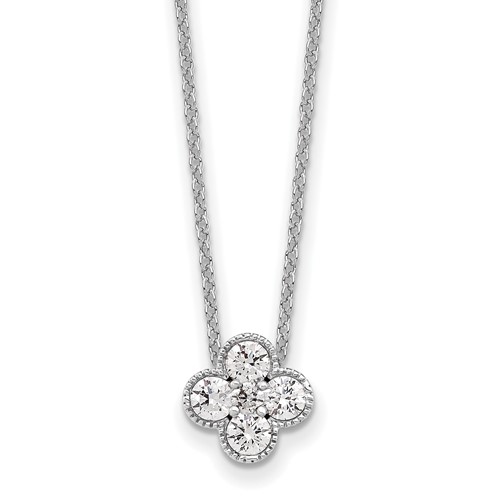 True Origin 14K White Gold 0.50 Carat Lab Grown Diamond VS+ F+ Complete Bloom Floral Necklace, 18"