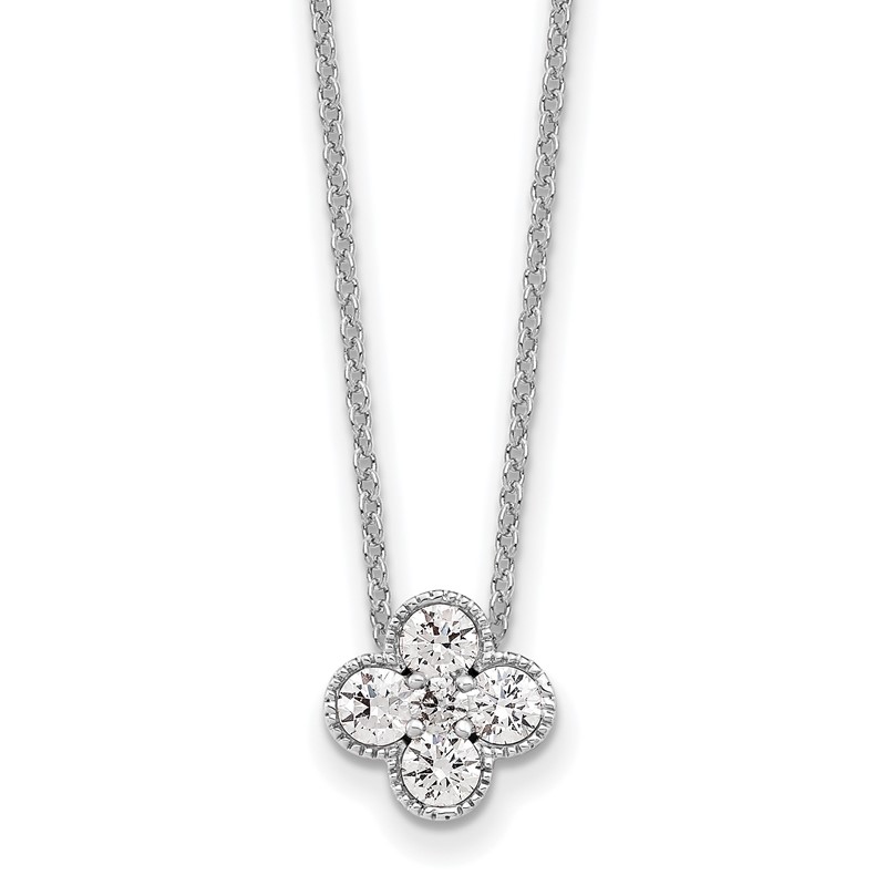 True Origin 14k White Gold 1/2 carat Lab Grown Diamond VS DEF 18 inch Bloom Floral Pendant Necklace