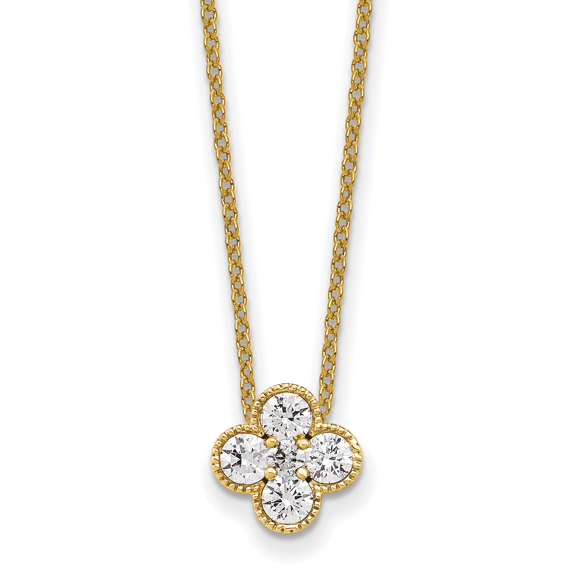 True Origin 14k 1/2 carat Lab Grown Diamond VS DEF 18 inch Bloom Floral Pendant Necklace (PM6346-050-YLD)