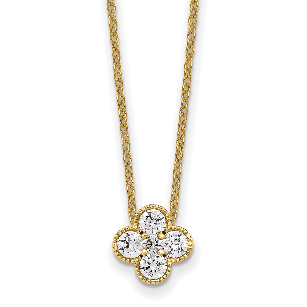 True Origin 14K Yellow Gold 0.50 Carat Lab Grown Diamond VS+ F+ Complete Bloom Floral Necklace, 18"