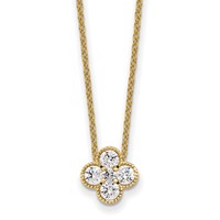 True Origin 14K Yellow Gold 0.50 Carat Lab Grown Diamond VS+ F+ Complete Bloom Floral Necklace, 18" view 1